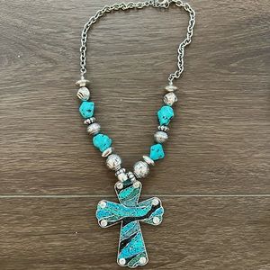 Turquoise Cross Statement Necklace